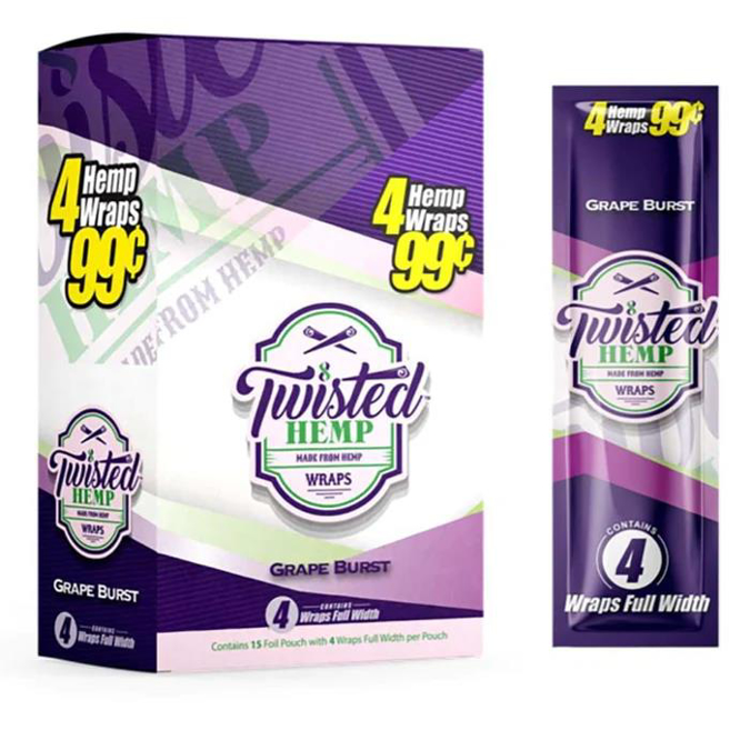 Picture of Twisted Hemp Wraps Grape Burst 4pk 15CT