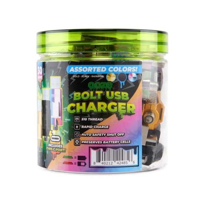 Picture of Ooze Bolt USB Charger Assorted Color Jar 30CT