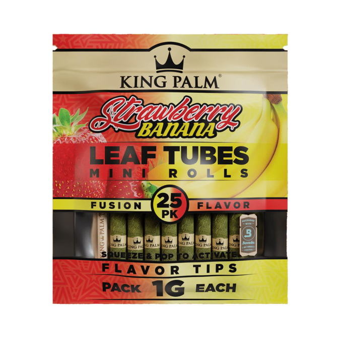 Picture of King Palm Leaf Tubes Mini Rolls Strawberry Banana 8x25CT