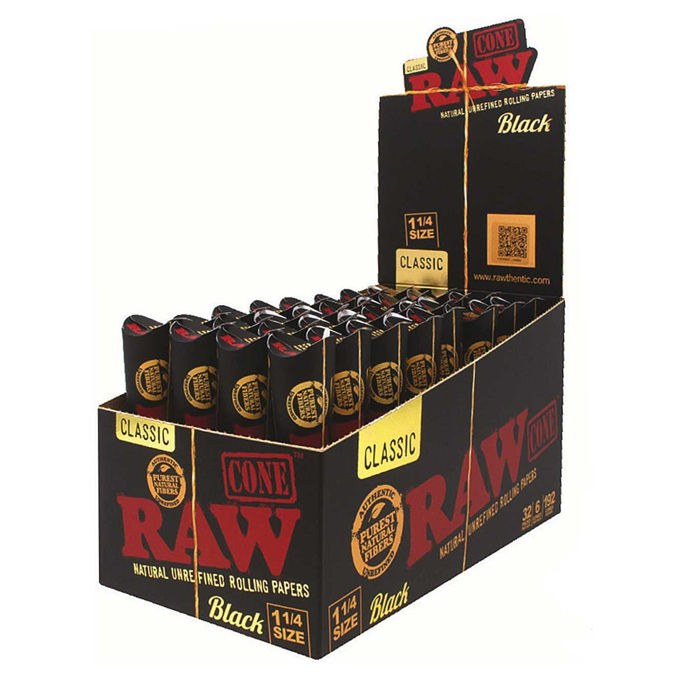 Picture of Raw Cones Black 1 1/4 6PK 30CT